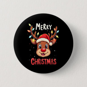 Frohe Weihnachts-Reindeer Red Santa Xmas Familie M Button