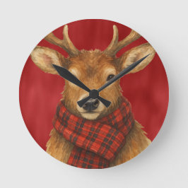 Frohe Weihnachts Reindeer Runde Wanduhr