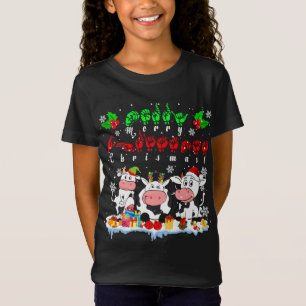 Frohe Weihnachts-Reindeer Santa ELF Kuh Bauer ASL T-Shirt