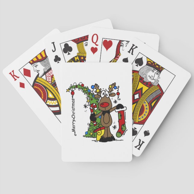 Frohe Weihnachts Reindeer Spielkarten (Rückseite)