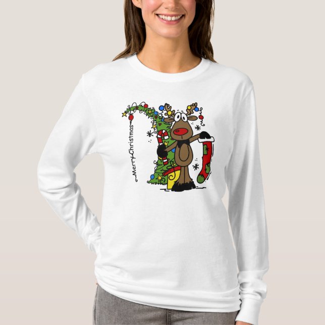 Frohe Weihnachts Reindeer T-Shirt (Vorderseite)