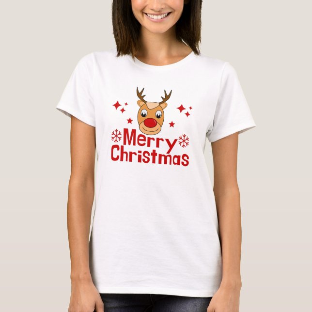 Frohe Weihnachts-Reindeer-T - Shirt (Vorderseite)