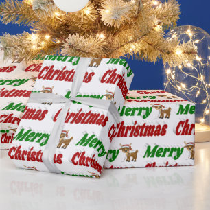 Frohe Weihnachts-Reindeer-Typografie Geschenkpapier