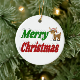 Frohe Weihnachts-Reindeer-Typografie Keramik Ornament