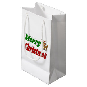 Frohe Weihnachts-Reindeer-Typografie Kleine Geschenktüte