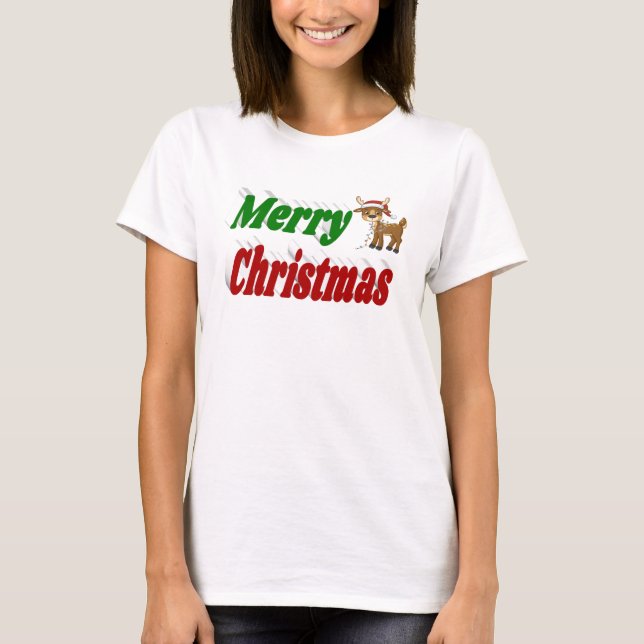 Frohe Weihnachts-Reindeer-Typografie T-Shirt (Vorderseite)