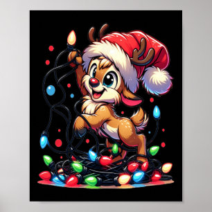 Frohe Weihnachts-Reindeer Weihnachtslicht Poster