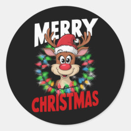 Frohe Weihnachts-Reindeer Xmas Urlaub Runder Aufkleber
