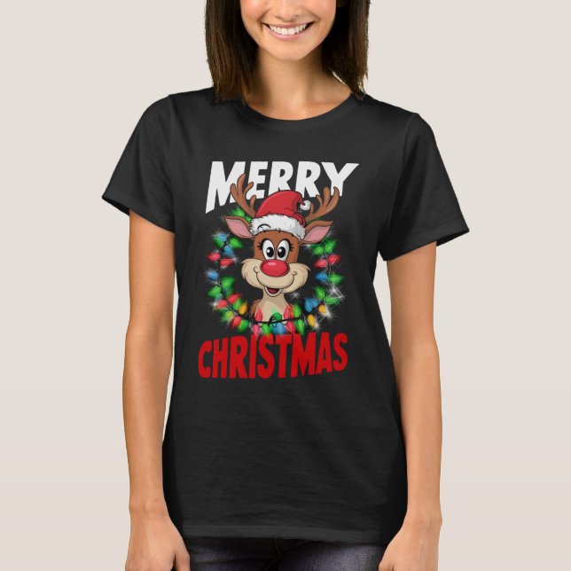 Frohe Weihnachts-Reindeer Xmas Urlaub T-Shirt (Vorderseite)