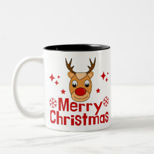 Frohe Weihnachts Reindeer Zweifarbige Tasse