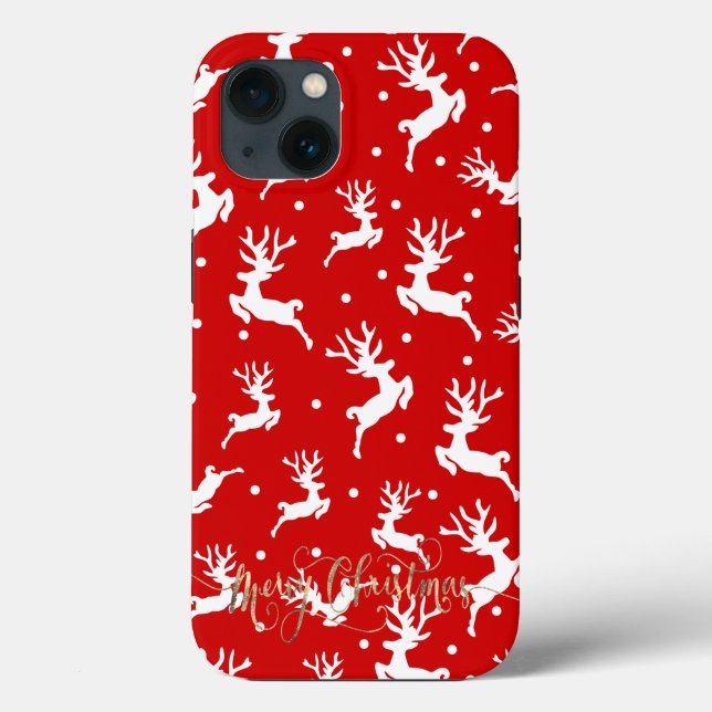 Frohe Weihnachts-Reindeers Red Case-Mate iPhone Hülle (Rückseite)
