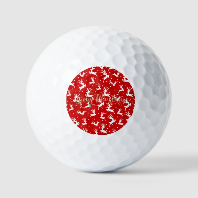 Frohe Weihnachts-Reindeers Red Golfball (Vorderseite)