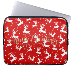 Frohe Weihnachts-Reindeers Red Laptopschutzhülle