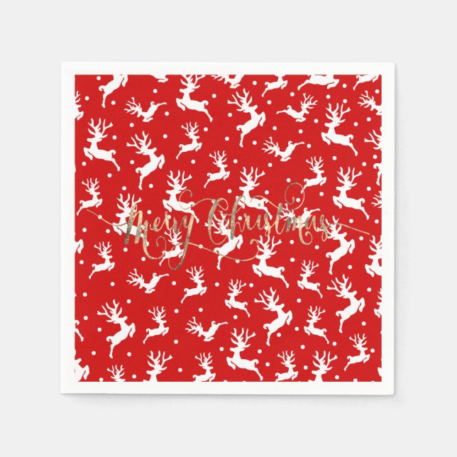 Frohe Weihnachts-Reindeers Red Serviette (Vorderseite)