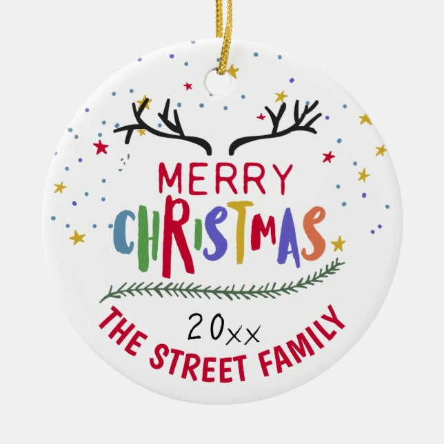 Frohe Weihnachts Rentier Antlers Achievement Ceram Keramik Ornament (Vorne)