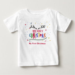 Frohe Weihnachts-Rentier-Antlers-Spaß Baby T-shirt