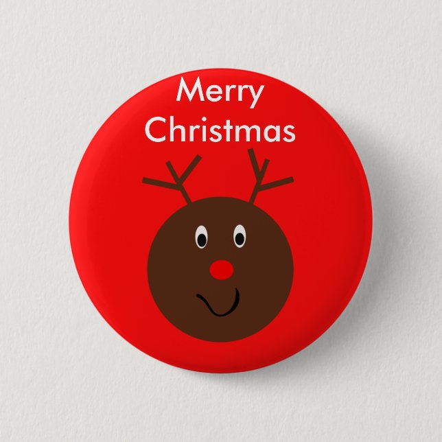 Frohe Weihnachts-Rentier-Button-Gastgeschenke Button (Vorderseite)