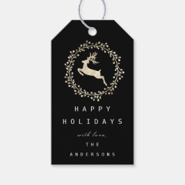 Frohe Weihnachts-Rentier Champaigne Gold Black Geschenkanhänger