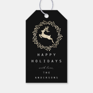 Frohe Weihnachts-Rentier Champaigne Gold Black Geschenkanhänger