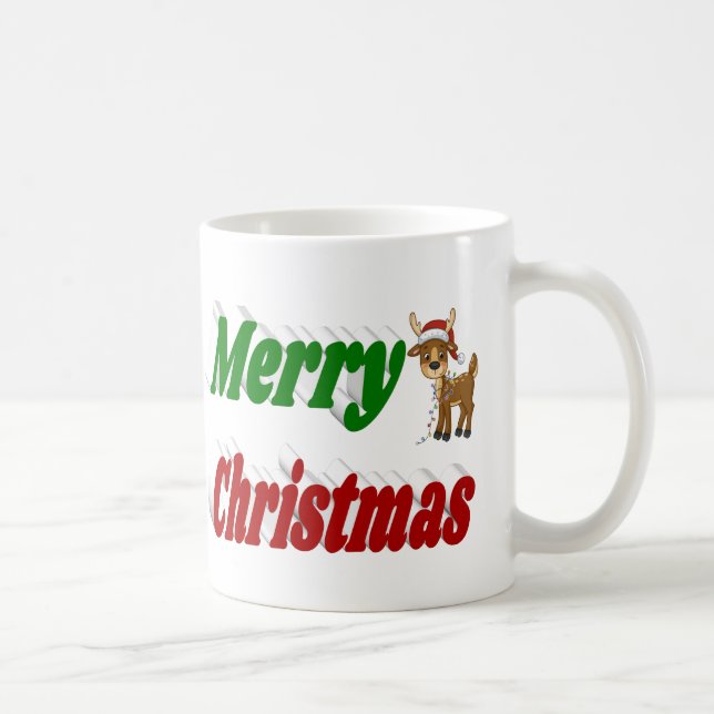 Frohe Weihnachts-Rentier-Halbtypografie Kaffeetasse (Rechts)