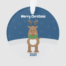 Frohe Weihnachts-Rentier in Covid Gesichtsmaske Cu Ornament