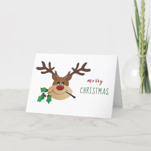 Frohe Weihnachts-Rentier mit Mistletoe Feiertagskarte