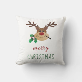 Frohe Weihnachts-Rentier mit Mistletoe Kissen