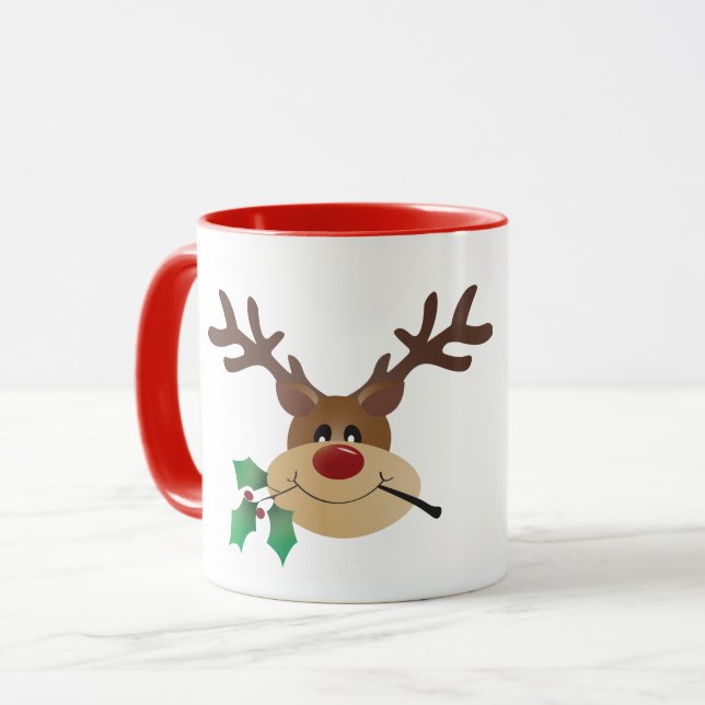 Frohe Weihnachts-Rentier mit Mistletoe Tasse (Vorderseite Links)
