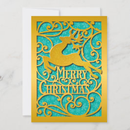 Frohe Weihnachts-Rentier-Silhouetten Schneeflocke Feiertagskarte