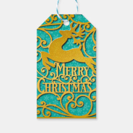 Frohe Weihnachts-Rentier-Silhouetten Schneeflocke Geschenkanhänger