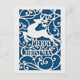 Frohe Weihnachts-Rentier-Silhouetten Schneeflocke Postkarte