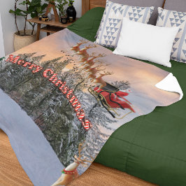 Frohe Weihnachts-Rentier und Weihnachten Fleecedecke