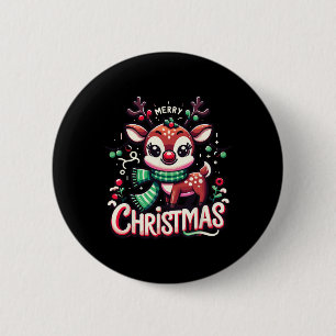 Frohe Weihnachts Rentierbaum Lichter Xmas Familie Button