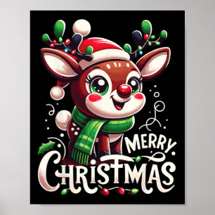 Frohe Weihnachts Rentierbaum Lichter Xmas Familie  Poster