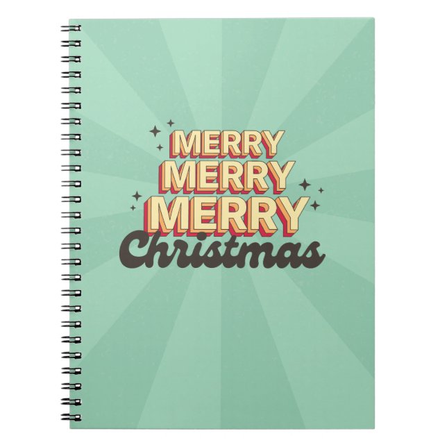 Frohe Weihnachts Retro 3D Design Text Notizblock (Vorderseite)