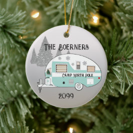 Frohe Weihnachts Retro Camper Trailer Camper Keramik Ornament
