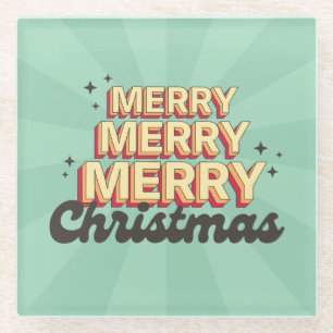 Frohe Weihnachts Retro Groovtext saisonale Glasuntersetzer