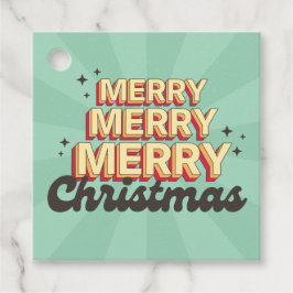 Frohe Weihnachts Retro Groovy 3D Design Text Geschenkanhänger