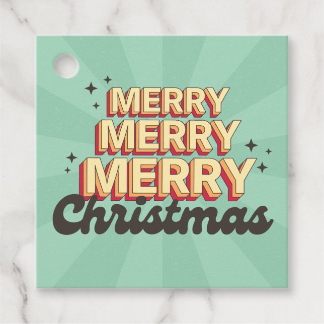 Frohe Weihnachts Retro Groovy 3D Design Text Geschenkanhänger (Vorderseite)