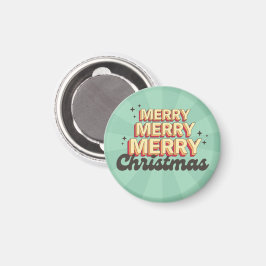 Frohe Weihnachts Retro Groovy 3D Design Text Magnet
