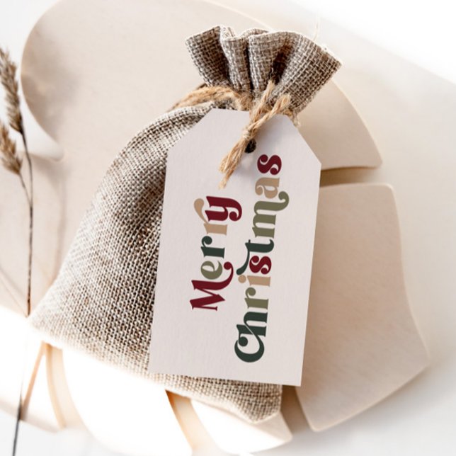Frohe Weihnachts Retro Lettering Geschenkanhänger (Von Creator hochgeladen)