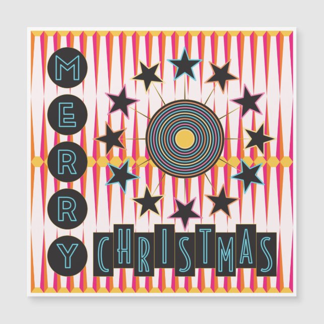 Frohe Weihnachts Retro Magnet-Karte Magnetkarte (Vorderseite)