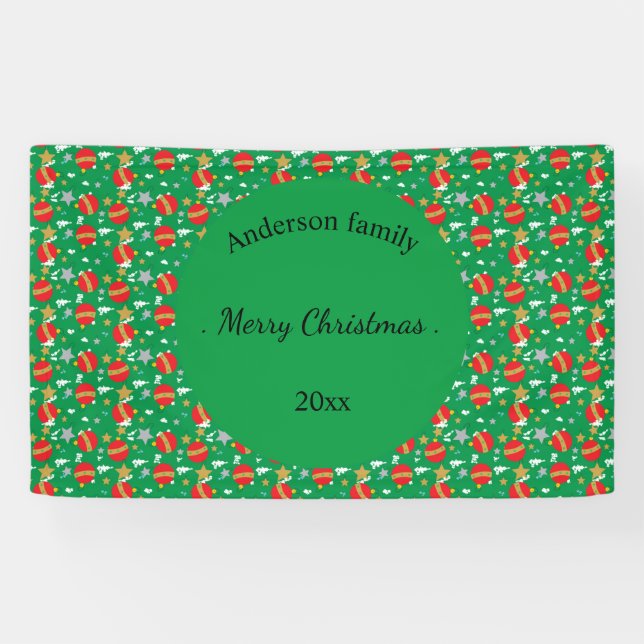 Frohe Weihnachts Retro-Name und Datum Ort Banner (Horizontal)