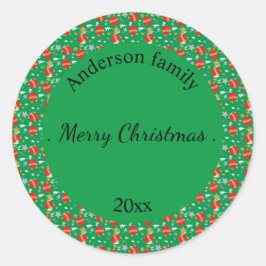 Frohe Weihnachts Retro-Name und Datum Ort Runder Aufkleber