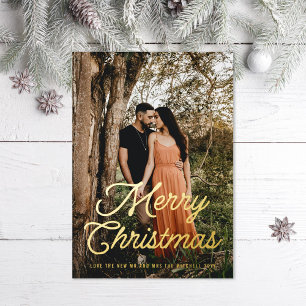 Frohe Weihnachts Retro Script Folien Feiertagskarte