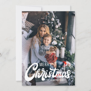 Frohe Weihnachts Retro Script Typografy Foto Feiertagskarte