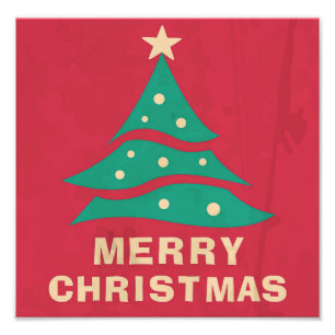 Frohe Weihnachts Retro Tree Fotodruck