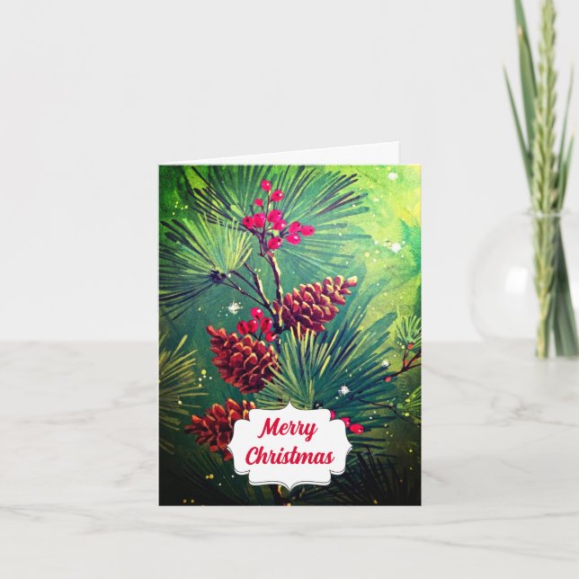 Frohe Weihnachts Retro Tree Holiday Grußkarte Karte (Vorderseite)