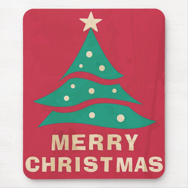 Frohe Weihnachts Retro Tree Mousepad (Vorne)