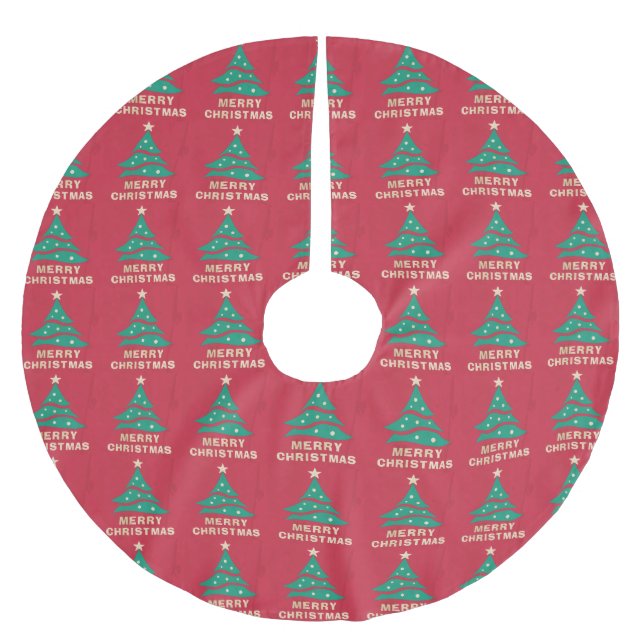 Frohe Weihnachts Retro Tree Skirt Polyester Weihnachtsbaumdecke (Vorderseite)